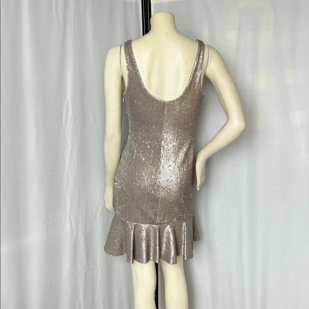 Bebe Gold Sequin Flapper Style Mini Dress